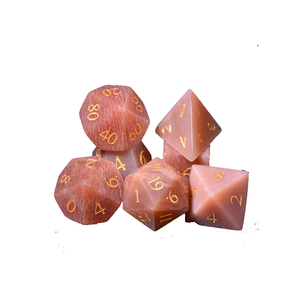 Dés en pierre de haute qualité, pierre de lune pêche, cristal naturel, pierres précieuses de guérison reiki, pierres gravées, jeu de dés personnalisé, cristal viking - Product Image 1