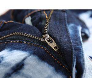 Jeans de Mezclilla para Hombre, Corte Recto, Ajuste Regular, Impermeables, Transpirables, Ecológicos, Resistentes, Lavado Nieve, Elásticos, con Logotipo Personalizado, Estilo Hip Hop, Color Sólido - Product Image 4