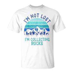 No estoy perdido, estoy recogiendo piedras, camiseta de geología para adultos, unisex, blanca - Product Image 1
