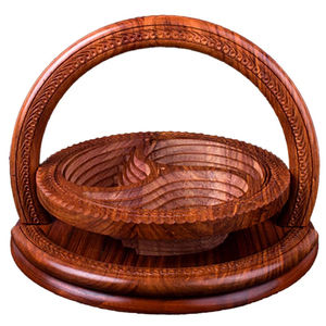Nueva Cesta de Madera Tallada a Mano para Frutas, Cesta Plegable para Frutas Secas, Cesta Plegable para Pan y Nueces, 3 Compartimentos - Product Image 2