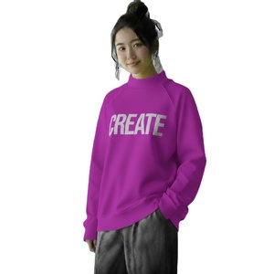 Col roulé oversize pour femme, sensation de luxe, en coton et polyester, coupe-vent, respirant, imprimé, manches longues, personnalisable - Product Image 1
