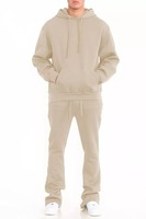 Ensemble de survêtement d'hiver épais pour homme, coupe évasée, avec veste et pantalon assortis, impression de logo personnalisé, 2 pièces, vente en gros