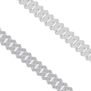 925 plata esterlina VVS D moissanita rodio plateado Hip Hop cadena de eslabones cubanos Iced lujo hombres collar joyería fina OEM ODM - Product Image 2