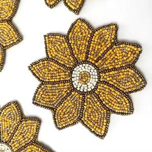 High Quality Handmade Beaded Leaf Coaster Tea Coasters As <b>Mat</b>/Pad for Coffee <b>Bar</b> & Dining Table Decoration - Product Image 1