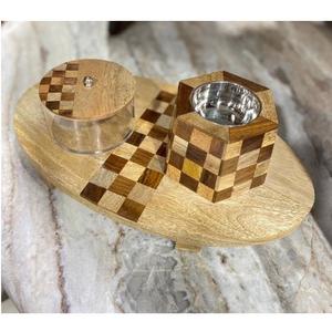 Plateau en bois écologique de style arabe fait à la main avec incrustations de résine, brûleur d'encens Mubakhar, cadeau de l'Aïd, ensemble Bakhoor, plateau de service pour la maison - Product Image 5