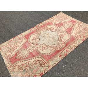 <b>Vintage</b> Red Beige Wool <b>Rug</b> Large 4.2 X 7.2ft Classic Handmade Patchwork Design Latex Rectangular Shape for Hallway Room New - Product Image 2