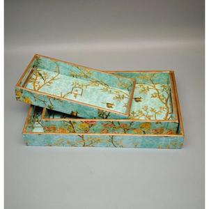 Juegos de bandejas de madera para servir, diseños personalizados, bandeja de desayuno ecológica, artesanías, bandejas rectangulares esmaltadas, suministros para eventos - Product Image 5