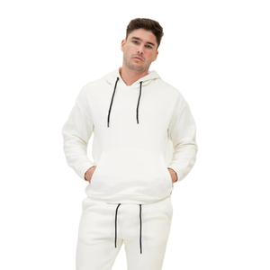 Pull à capuche uni décontracté pour hommes, tissu d'hiver en polaire de coton et de polyester, sweat-shirt avec logo personnalisé, pull-over brodé, teint uni - Product Image 1