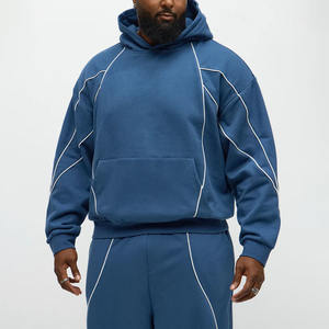 เสื้อฮู้ดดี้ผู้ชายสไตล์คัลเลอร์บล็อก แขนเสื้อแบบดรอปโชว์เดอร์ ผ้าฝ้าย 100% ทรงหลวม สวมใส่สบาย ผ้าฟลีซเนื้อนุ่ม รับสกรีนลายตามสั่ง ขายส่ง - Product Image 1