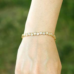 925 argent Sterling coeur forme Zircon pierre Bracelet plaqué or lunette réglage bijoux pour filles cadeau de noël - Product Image 2