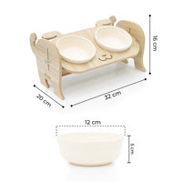 Station d'alimentation double réglable pour chiens, avec bols modernes en porcelaine, surélevée en bois, personnalisable avec logo, ensemble de gamelles pour animaux de compagnie, facile à nettoyer
