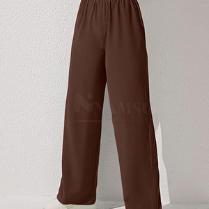 Pantalon en soie de haute qualité Logo personnalisé pour femmes Décoration élastique avec design avant plat Service professionnel OEM à bas prix - Product Image 4