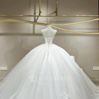 Robe de mariée classique Jancember JFH101 à col bateau avec fleurs 3D