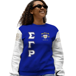 Sweat-shirt à col rond Sigma Gamma Rho Greek Crewneck 1922 Bleu Or Vêtements de sororité Polaire de qualité supérieure Pull d'hiver Style de mode féminine - Product Image 5
