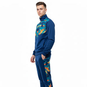 Custom Men's Sporty Two-Piece Tracksuit Set Zip-Up <b>Jacket</b> & Slim Fit Pants Printed Casual Activewear OEM Wholesale - Product Image 3