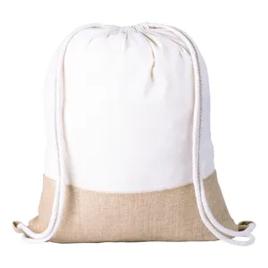 Jucox Borsa Sportiva Ecologica in Cotone e Juta, Sacca Promozionale con Coulisse per Sport e Accessori - Product Image 1