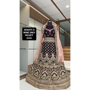 Ropa de boda india Lehenga Choli de trabajo de red de mariposa bordada más vendida para mujeres de India - Product Image 2