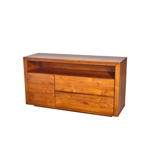 Meuble de salon minimaliste chic en teck pour la maison, 1 porte et 2 tiroirs - Product Image 1