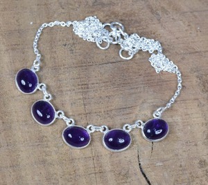 สร้อยคอพลอยสำหรับสาวอเมทิสต์925สเตอร์สร้อยคอพลอยทำด้วยมือเครื่องประดับของขวัญสำหรับวันเกิดพร้อมแสตมป์925 - Product Image 2