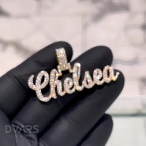 Colgante de Letra VVS1 Moissanite, Estilo Hip Hop, Personalizado con Nombre en Cursiva, Plata de Ley 925, Chapado en Oro, Colgante de Lujo - Product Image 2
