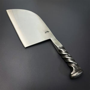 Hecho a mano de alta calidad de acero al carbono forjado completo Tang Nakiri cuchillo de carnicero mango rodante con Funda de cuero - Product Image 4