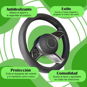 Copri volante per auto antiscivolo antiscivolo da 37-39cm in pelle e materiale in PU - Product Image 4