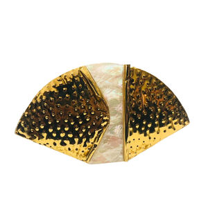 Epitome of Elegance Pochette de soirée de créateur artisanale avec pierres de cristal Laiton et nacre Luxueux Exquis - Product Image 1