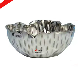 Bol de service en acier inoxydable en métal fini argenté brillant à l'aspect martelé pour le restaurant et le bar de l'hôtel - Product Image 2