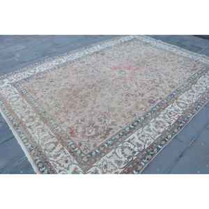 Alfombra Turca Vintage de Lana Blanca, 7.8x11.1 pies (239x338 cm) - Product Image 3