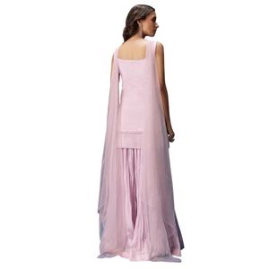 Costume Sharara lilas avec tour de cou et design froncé pour les femmes élégantes tenue de fête traditionnelle indienne - Product Image 6