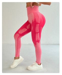 Mallas sin costuras de gimnasio de punto de cintura alta para mujer, mallas elásticas de Yoga de empuje medio, pantalones transpirables con Control de barriga, modelo - Product Image 4