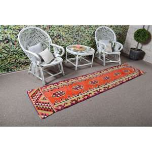 Alfombra vintage de 2.2x9.3 pies, alfombra turca tipo runner, alfombra con lunares naranja y morados - Product Image 2