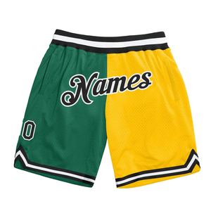 Industrie Direct Engro Sportswear Basketball <b>Shorts</b> Custom Kelly <b>Green</b> Black-Gold Authentic Split Fashion Basketball <b>Shorts</b> - Product Image 1
