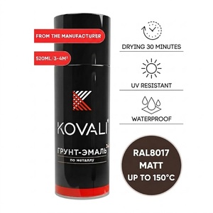 KOVALI 3 en 1 Aerosol en Spray, Imprimación, Esmalte, Protección Anticorrosión para Metal y Madera, Marrón Chocolate Mate RAL 8017, 520ml - Product Image 1