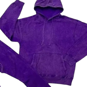 Purple Acid Washed Hoodie Tracksuit Men <b>Vintage</b> Fleece Pullover <b>Sweatshirt</b> Flared Jogger Pants Set Streetwear Winter Outfit - Product Image 3