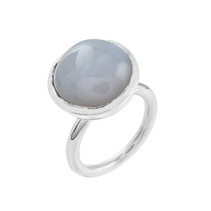 Bijoux fins classiques simples bague en argent sterling 925 calcédoine bleue pierre précieuse - Product Image 1