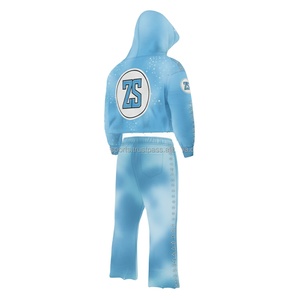 Survêtement à fermeture éclair polaire d'hiver épaisse 380 GSM doux brossé à l'intérieur couleur bleu ciel logo personnalisé broderie survêtements grande taille - Product Image 2