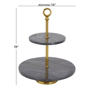 Présentoir à dessert rond en métal marbré à 2 niveaux au design moderne et admirable Supports à gâteaux en métal de grande taille les plus vendus pour les fournisseurs - Product Image 4