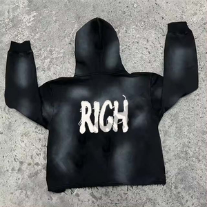 Survêtement respirant personnalisé pour hommes, délavé à l'acide, ensemble de jogging avec survêtement brodé, short à capuche, nouveauté - Product Image 4