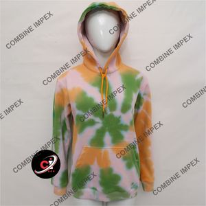 Sudadera con capucha de peso pesado personalizada para mujer, Sudadera de felpa francesa de alta calidad, insignia frontal bordada con tinte de corbata para invierno - Product Image 1