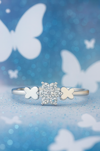 925 Sterling <b>Silver</b> Daisy Cluster Butterfly Floral Micro-Pave CZ <b>Ring</b> for Women Fashion <b>Band</b> for Gifts Daily & Office Wear - Product Image 2