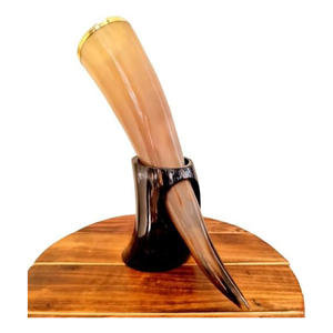 Corne à boire nordique avec support et étui en cuir Corne à boire de qualité supérieure Corne à boire authentique pour la fête de la bière Mead - Product Image 1