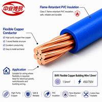 Câble industriel en cuivre sans oxygène flexible multibrins BVR 1,5 mm, isolé en PVC, 450/750V, pour intérieur