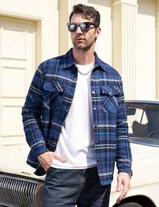 Veste en flanelle sherpa pour homme sur mesure, chemise à carreaux en coton biologique, polaire chaude, fabricant OEM en gros - Product Image 4