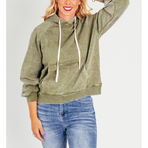 Sudadera con capucha lavada con ácido con logotipo personalizado, ropa de calle pesada, Sudadera con capucha desgastada vintage de 500GSM para mujer - Product Image 3