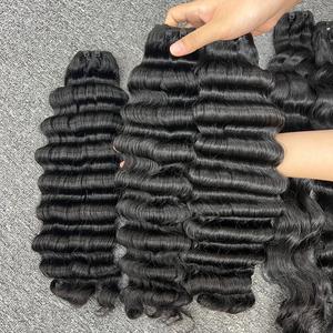 Meilleure vente 100% extensions de cheveux cambodgiens faisceaux de trame de vague profonde en vrac dans différentes couleurs textures cheveux humains bruts en gros - Product Image 3