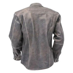 Chemises en cuir pour hommes à logo personnalisé imprimé, boutons recouverts, prix bas, respirantes, de haute qualité, style vintage - Product Image 2