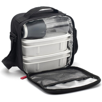 Sac isotherme semi-rigide imperméable de 3 L avec 2 compartiments, bouteille noire et boîte alimentaire compacte pour les voyages, le travail et l'école
