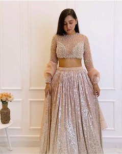Robe de mariée indienne ethnique pour fête, en satin de soie malais, viscose, rayonne, designer, lehenga choli, robe de mariage décontractée pour femmes - Product Image 2
