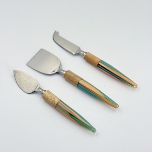 Utensilios para Queso de Acero Inoxidable al por Mayor, Cuchillo de Mesa con Mango de Resina de Madera y Metal en Forma de Paraguas, Esparcidores de Queso - Product Image 4
